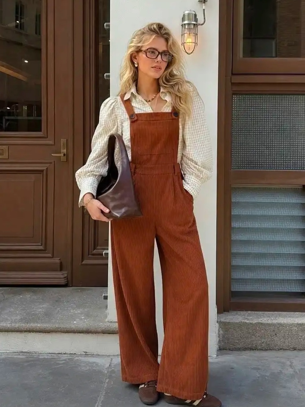 NWT Cider Corduroy Wide-Leg Overalls in Rust